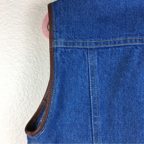 St. Maarten Dallas Vintage Leather Denim Mix Media Studded Vest Sz M - Picture 12 of 15
